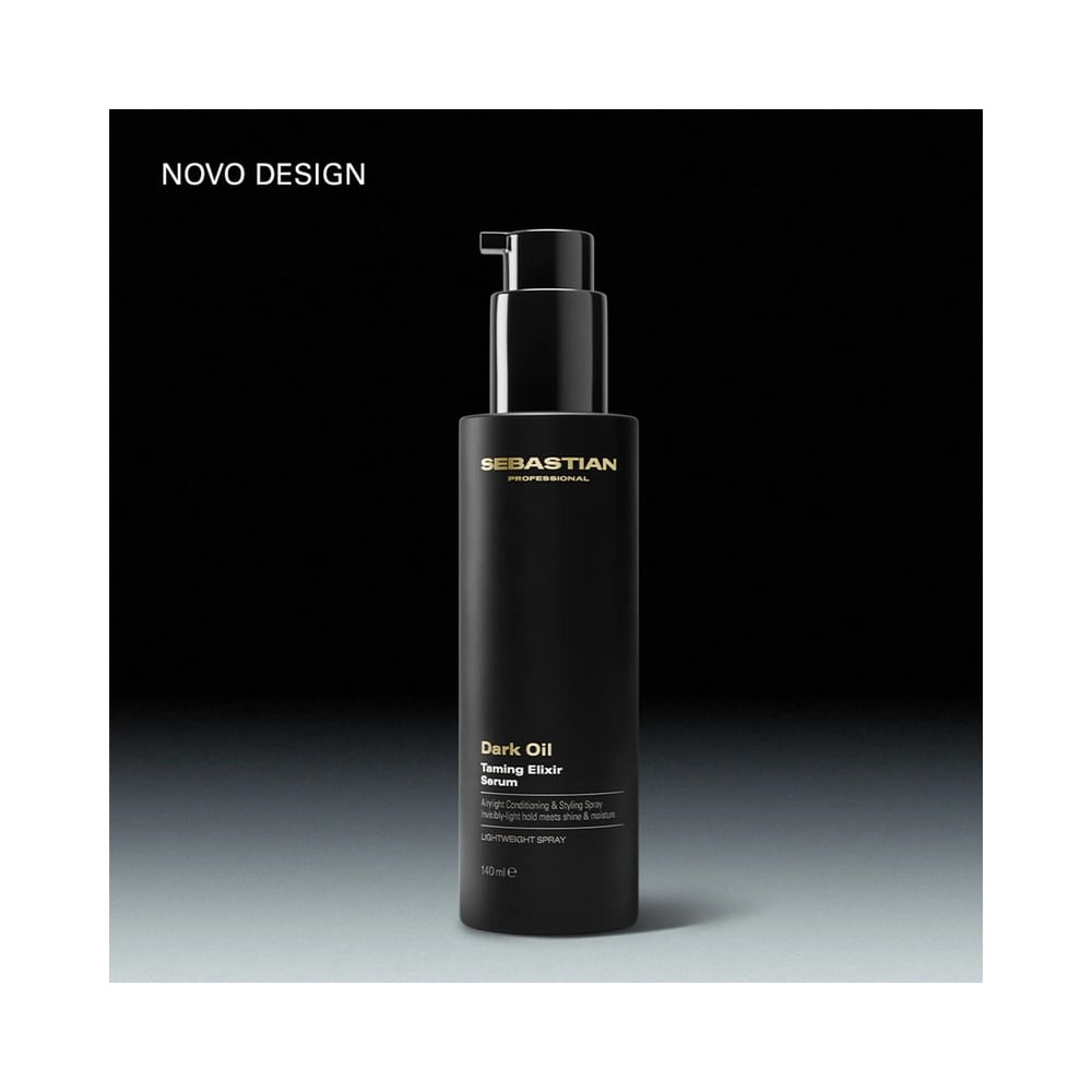 Frasco do Sérum Finalizador Sebastian Dark Oil Taming Elixir 140ml com bico aplicador.